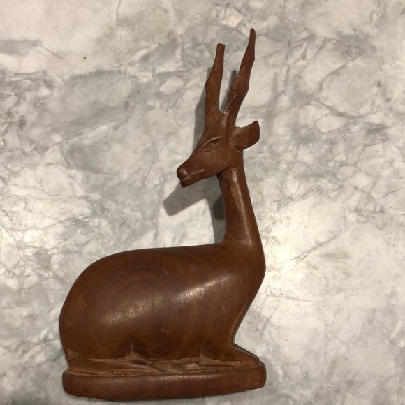 Pier 1 Art Vintage Deer Elk Handcrafted Wood Figurine Poshmark